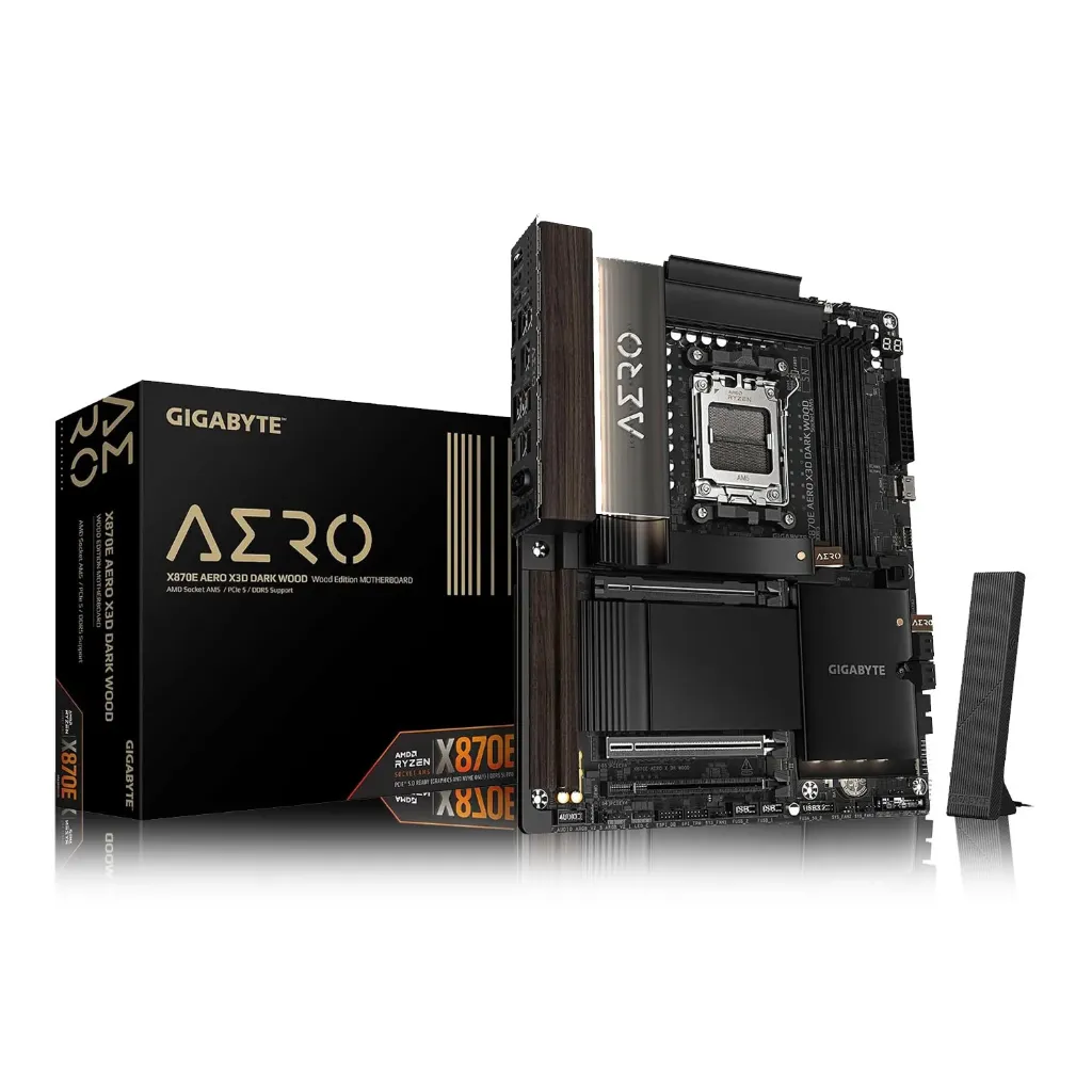 [03935] GIGABYTE X870E Aero X3D Dark Wood AMD Ryzen 9000, VRM Dig. 16+2+2 Fases, hasta 9000Hz DDR5 (OC), 2XPCIe 5.0 2XPCIe 4.0, Wi-Fi 7