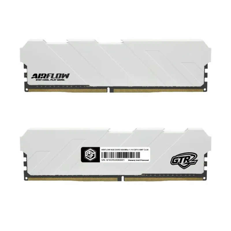 AIRFLOW DDR5 8GB 6000 CL36 GTR2 DISIPADOR WHITE UDIMM AMD EXPO & INTEL XPM CL36 1.35v AFD5G8HS6000CL36W