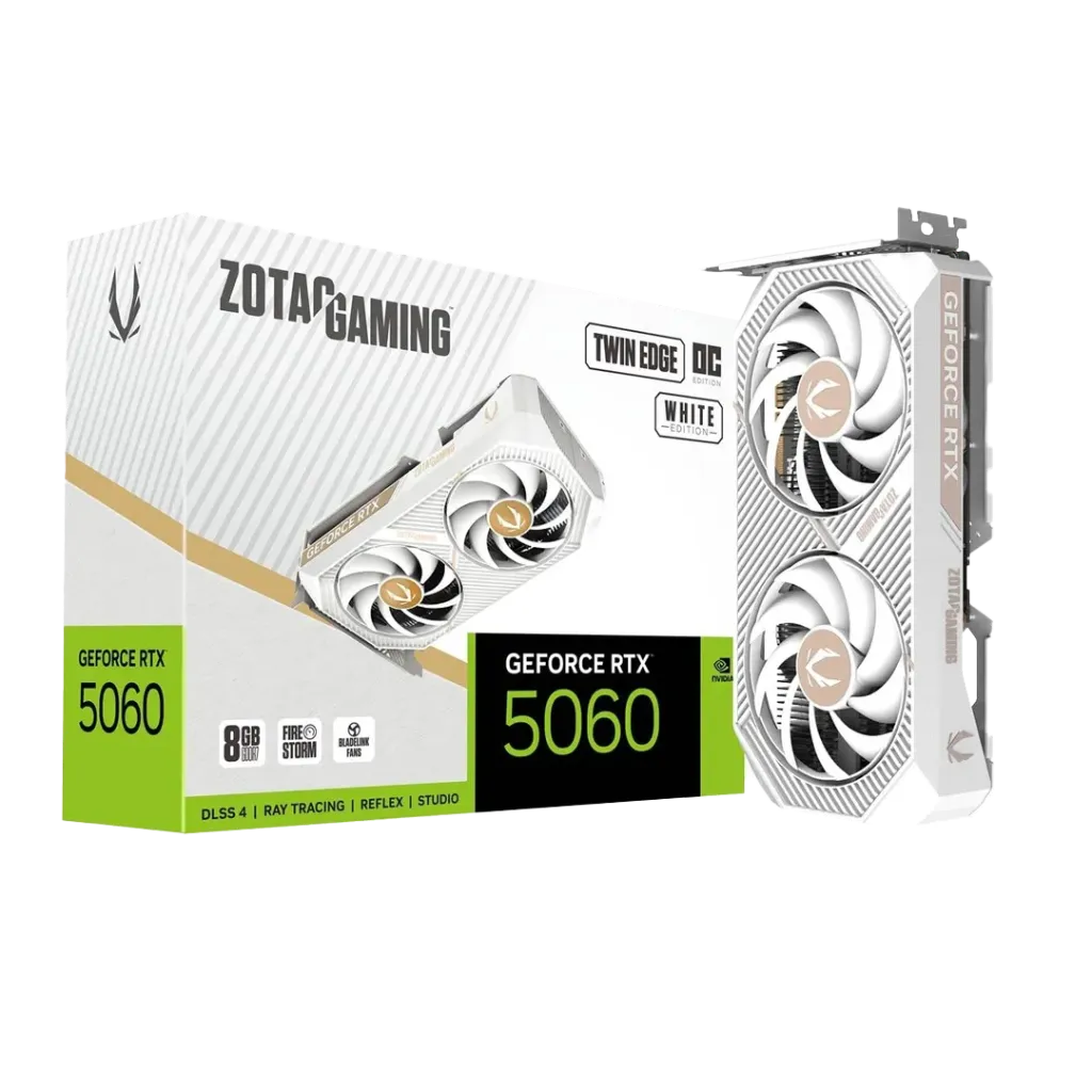 [03783] ZOTAC RTX 5060 8GB GDDR7 Twin Edge OC White Edition PCI Express 5.0 x8 Graphics ZT-B50600Q-10M