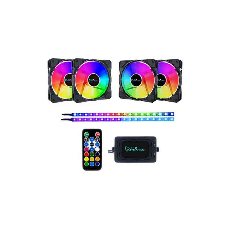 Apevia FR412L2S-RGB Frostblade 120mm RGB – Pack 4 ventiladores + control